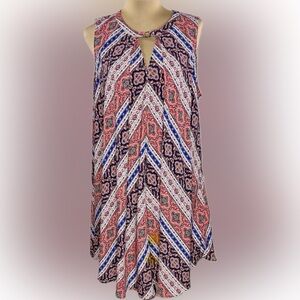 Umgee A-Line Dress with Pink and Blue Patterns